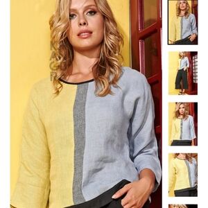 Linen Colorblock Tunic L